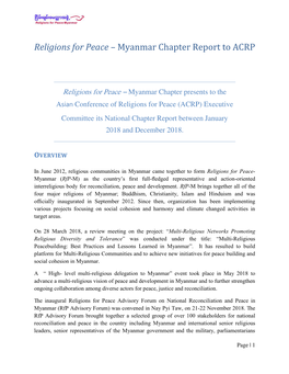 Myanmar Chapter Report to ACRP