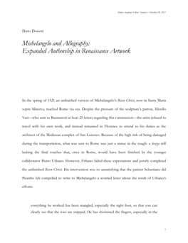 Michelangelo and Allography: Expanded Authorship in Renaissance Artwork