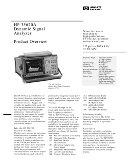 HP 35670A Dynamic Signal Analyzer Product Overview