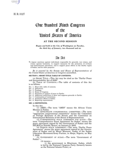 One Hundred Ninth Congress of the United States of America