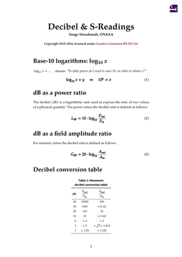 Decibel & S-Readings