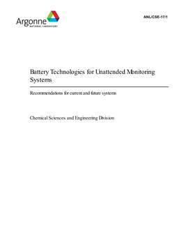 Battery Technologies for Unattended Monitoring Systems