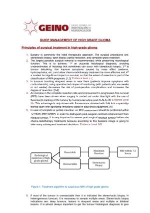 GUIDE MANAGEMENT of HIGH GRADE GLIOMA Principles Of