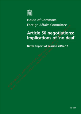 Article 50 Negotiations: Implications of ‘No Deal’