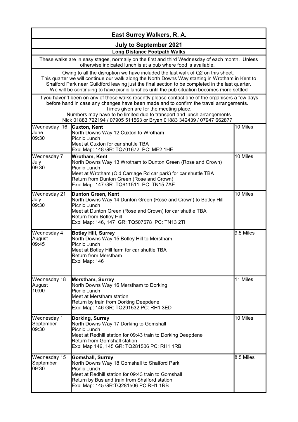 Linear Walks Programme