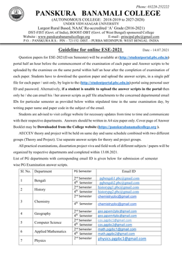 Guideline for ESE-2021(EVEN Semester)