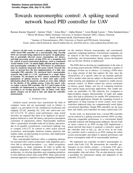 Towards Neuromorphic Control: a Spiking Neural Network Based PID Controller for UAV