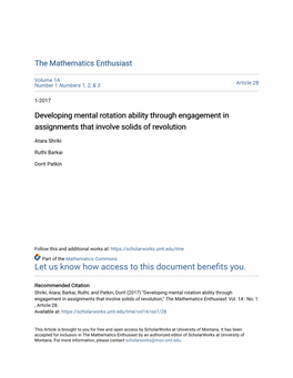 Developing Mental Rotation Ability Through Engagement in Assignments That Involve Solids of Revolution