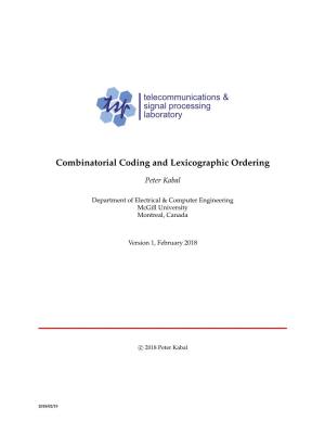 Combinatorial Coding and Lexicographic Ordering