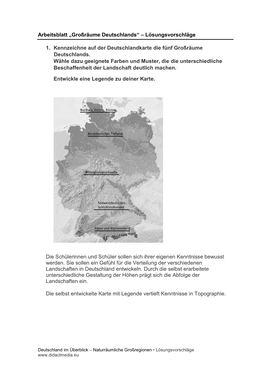 Arbeitsblatt „Großräume Deutschlands“ – Lösungsvorschläge