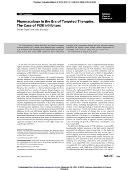 Pharmacology in the Era of Targeted Therapies: the Case of PI3K Inhibitors Eneda Toska1 and Jose Baselga1,2