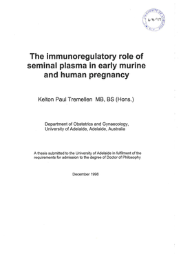 Seminal Plasma in Early Murine and Human Pregnancy