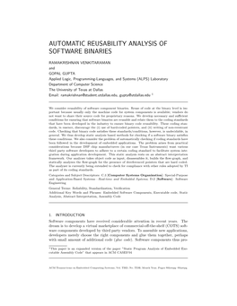 Automatic Reusability Analysis of Software Binaries