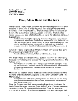 Esau, Edom, Rome and the Jews