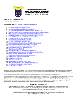 USAF Coutnerproliferation Center CPC Outreach Journal #955