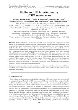 Radio and IR Interferometry of Sio Maser Stars