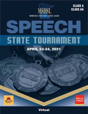 2021 MSHSL State Speech Tournament Program