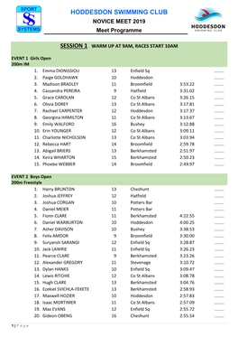 Hoddesdon Swimming Club