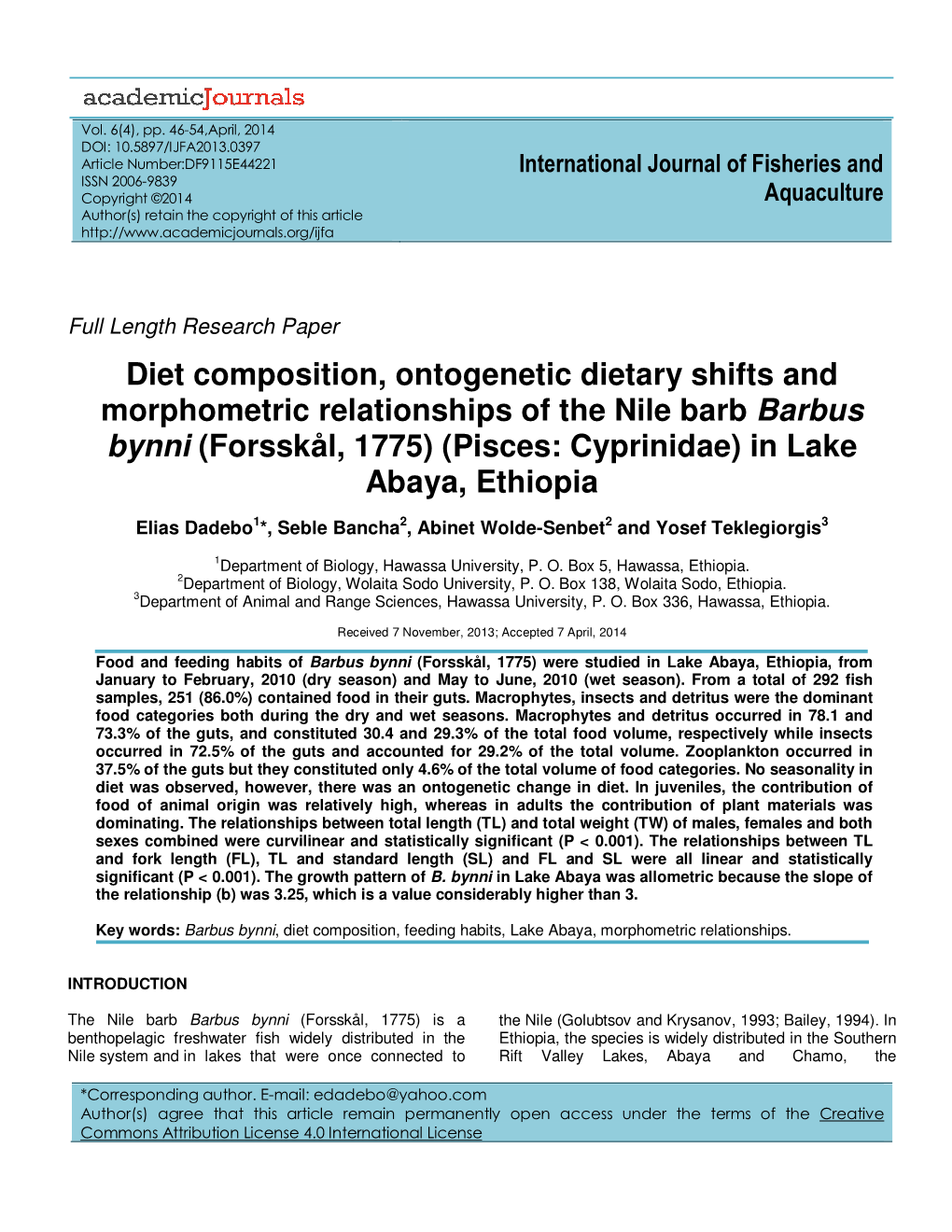 Diet Composition, Ontogenetic Dietary Shifts and Morphometric