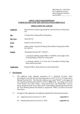 MPC Paper No. A/H3/436A for Consideration by the Metro Planning Committee on 21.9.2018