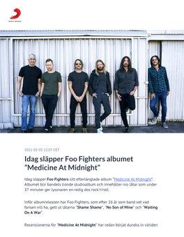Idag Släpper Foo Fighters Albumet ”Medicine at Midnight”