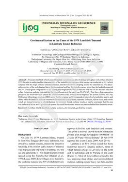 INDONESIAN JOURNAL on GEOSCIENCE Geothermal System