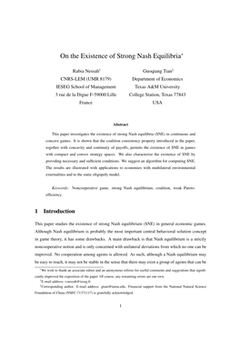 On the Existence of Strong Nash Equilibria∗