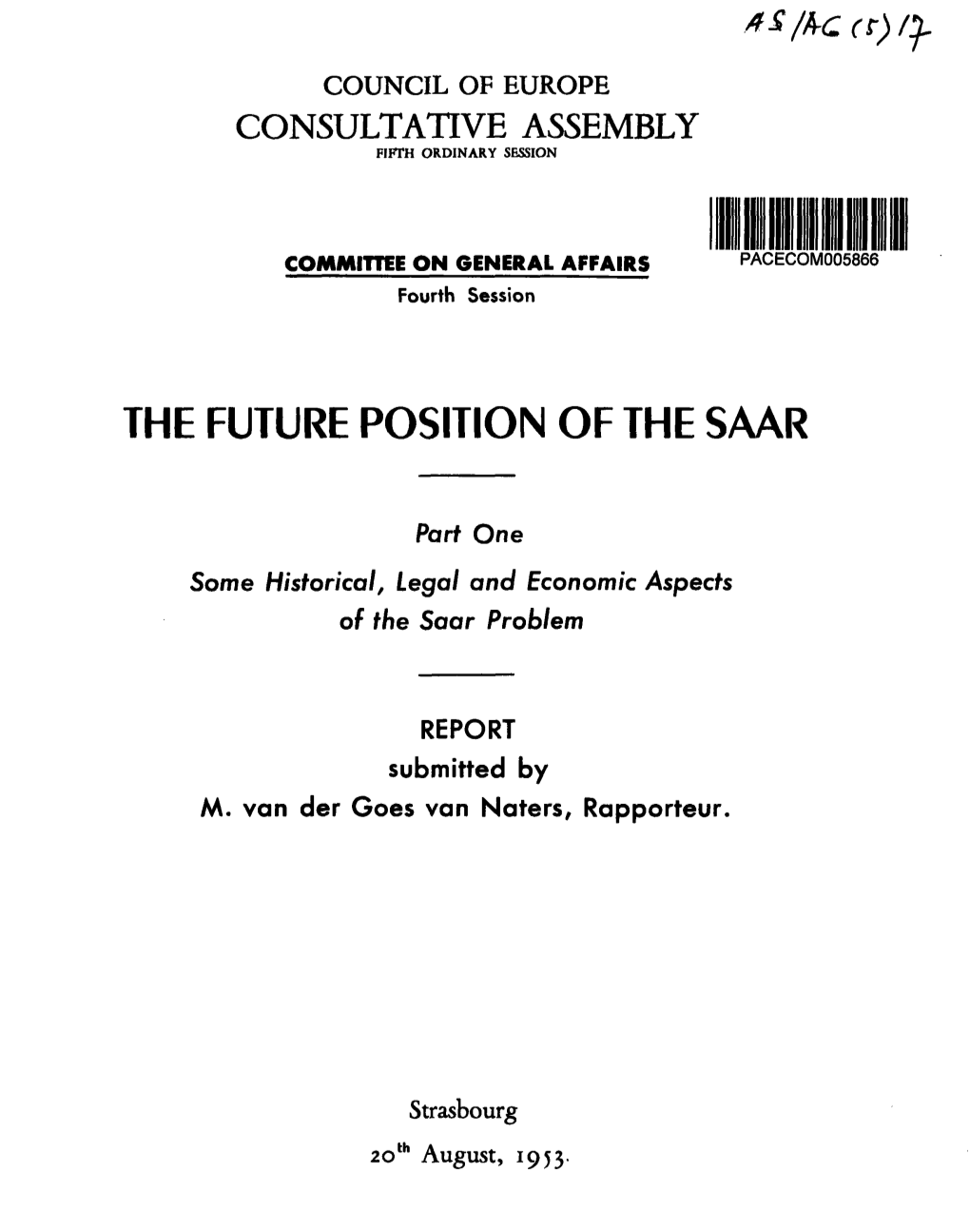 Part One Some Historical, Legal and Economic Aspects of the Saar