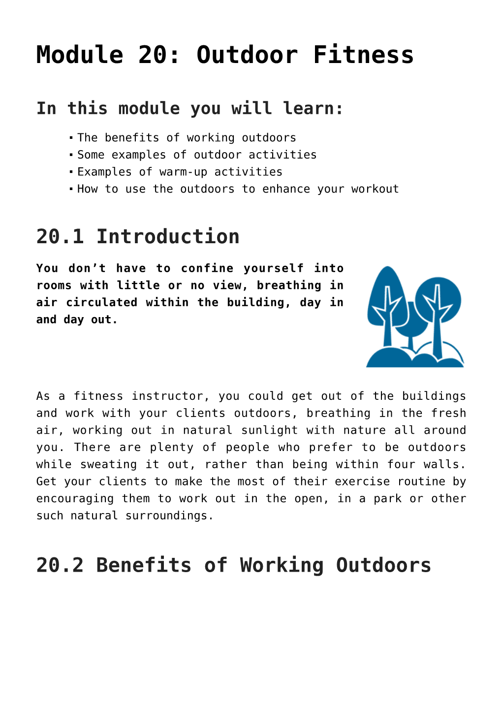 Module 20: Outdoor Fitness