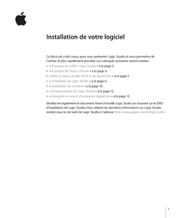 Installation De Votre Logiciel Logic Studio