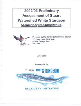 2002/03 Preliminary Assessment of Stuart Watershed White Sturgeon (Acipenser Transmontanus