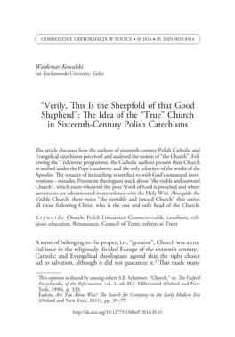 The Idea of the “True” Church in Sixteenth-Century Polish Catechi