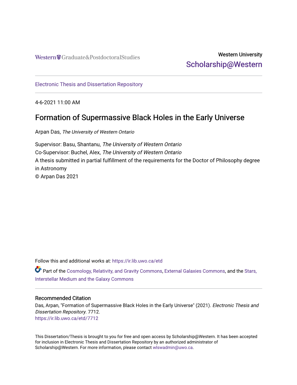 Formation of Supermassive Black Holes in the Early Universe