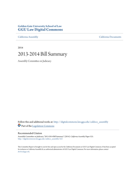 2013-2014 Bill Summary Assembly Committee on Judiciary