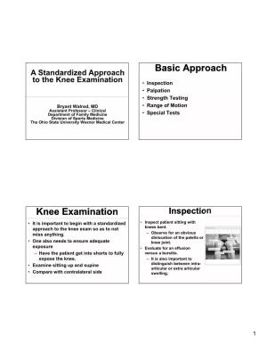 Basic Approach Knee Examination