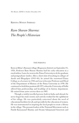 Ram Sharan Sharma: the People's Historian
