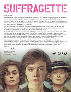 Dear Educator, Bring the Fight for Equality to Life in Your Classroom with Suffragette – the Stirring New Film from Focus Feat
