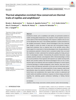 Thermal Adaptation Revisited: How Conserved Are Thermal Traits of Reptiles and Amphibians?
