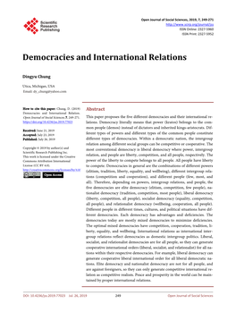 Democracies and International Relations