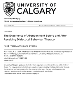 The Experience of Abandonment Before and After Receiving Dialectical Behaviour Therapy