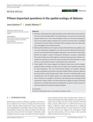 Fifteen Important Questions in the Spatial Ecology of Diatoms