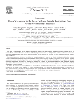 People's Behaviour in the Face of Volcanic Hazards