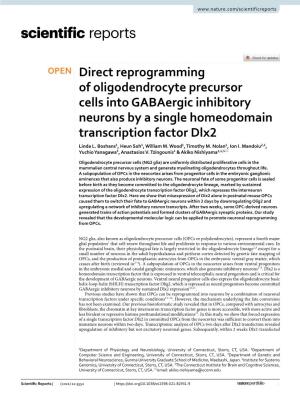 Direct Reprogramming of Oligodendrocyte Precursor Cells Into Gabaergic Inhibitory Neurons by a Single Homeodomain Transcription Factor Dlx2 Linda L