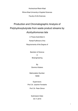 Production and Chromatographic Analysis of Polyhydroxybutyrate from Waste Product Streams by Azohydromonas Lata