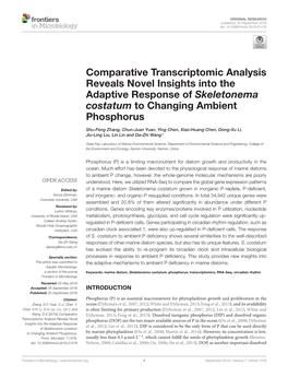 Comparative Transcriptomic Analysis Reveals Novel Insights Into the Adaptive Response of Skeletonema Costatum to Changing Ambient Phosphorus
