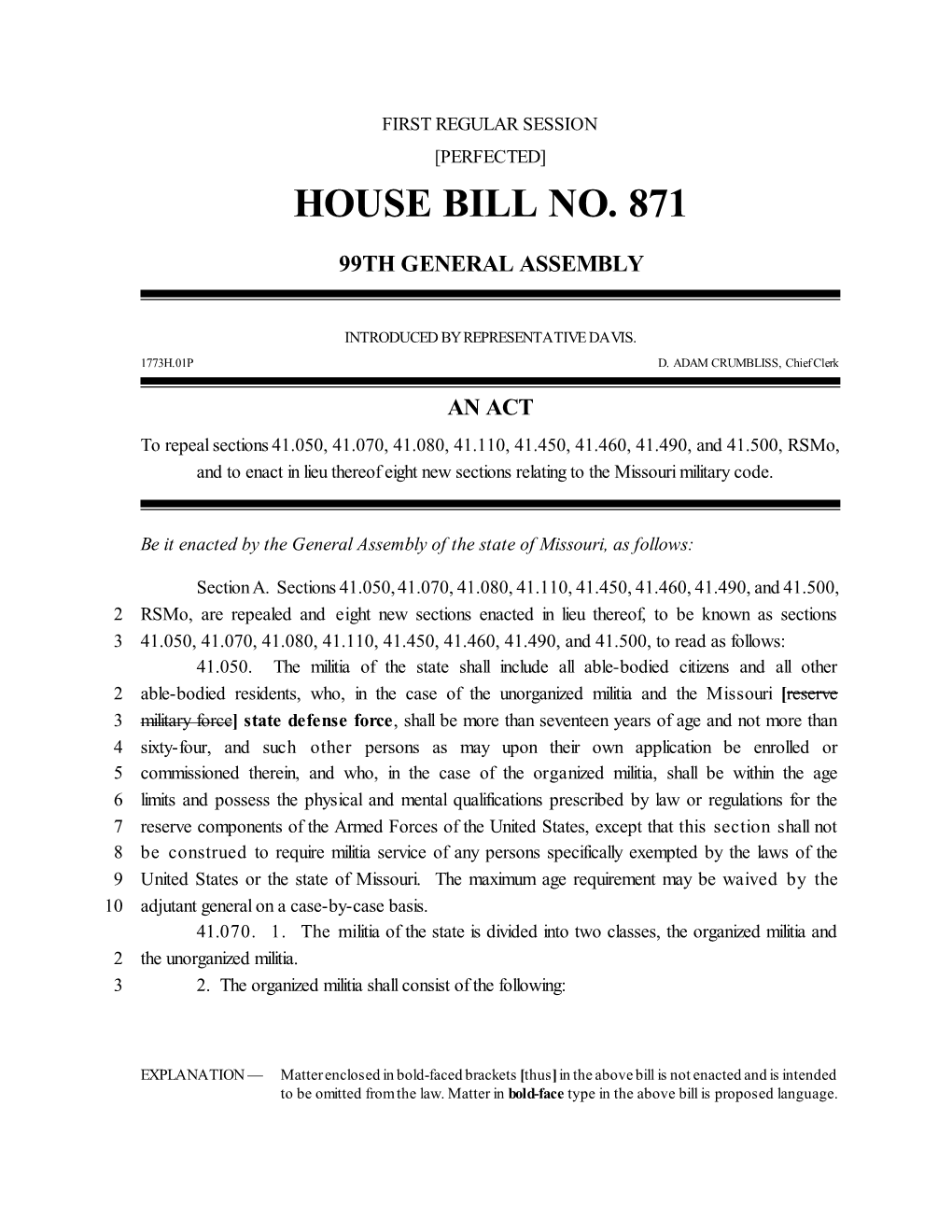 House Bill No. 871