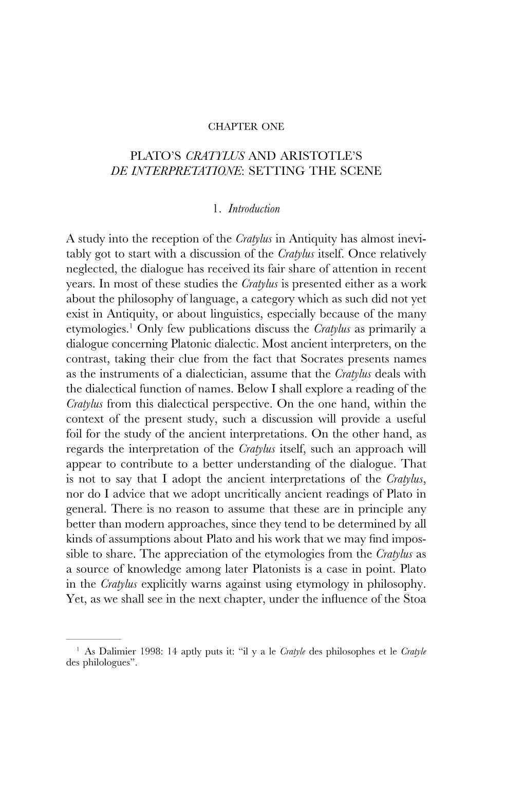 Plato's Cratylus and Aristotle's