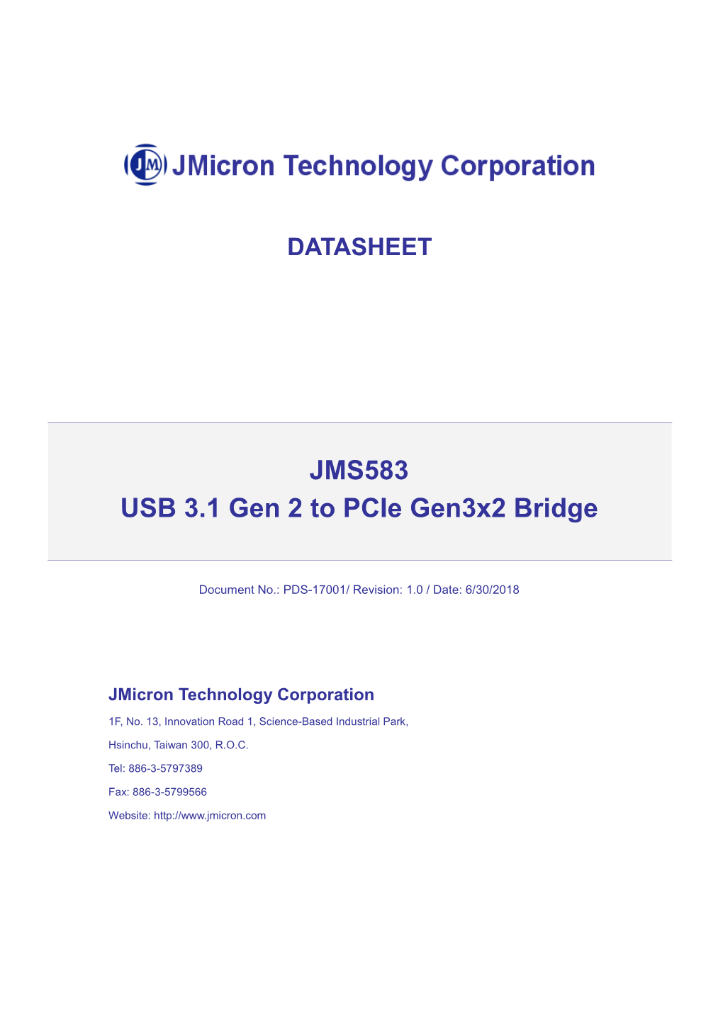 JMS583 USB 3.1 Gen 2 to Pcie Gen3x2 Bridge