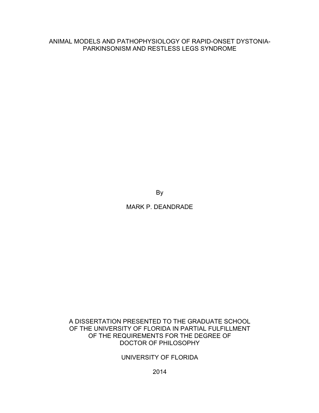 University of Florida Thesis Or Dissertation Formatting