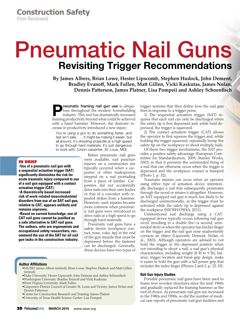 Pneumatic Nail Guns Revisiting Trigger Recommendations